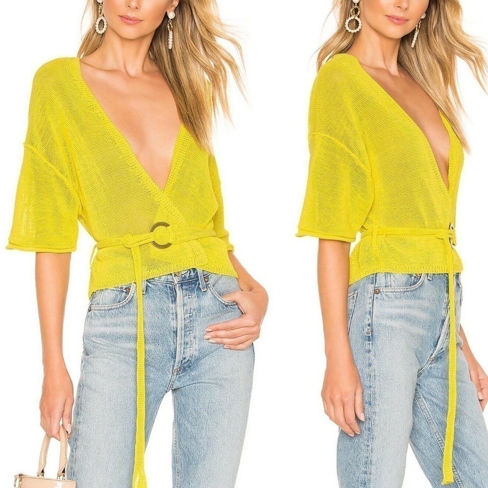 Free People Women's Oh Hello Yellow Cardigan XS